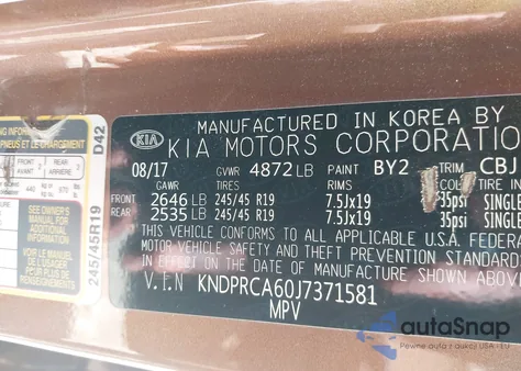 2018 Kia Sportage Sx Turbo z USA, uszkodzony, nr VIN KNDPRCA60J7371581